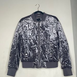Purple Velvet Bomber Jacket NWOT